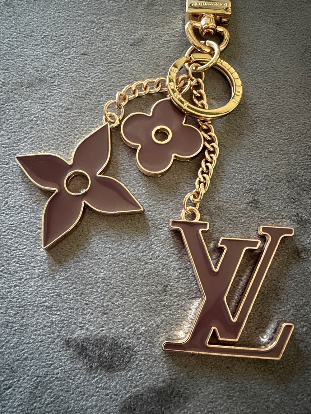 Louis Vuitton Blooming Flowers Purse Bag Charm Keychain Brown Gold